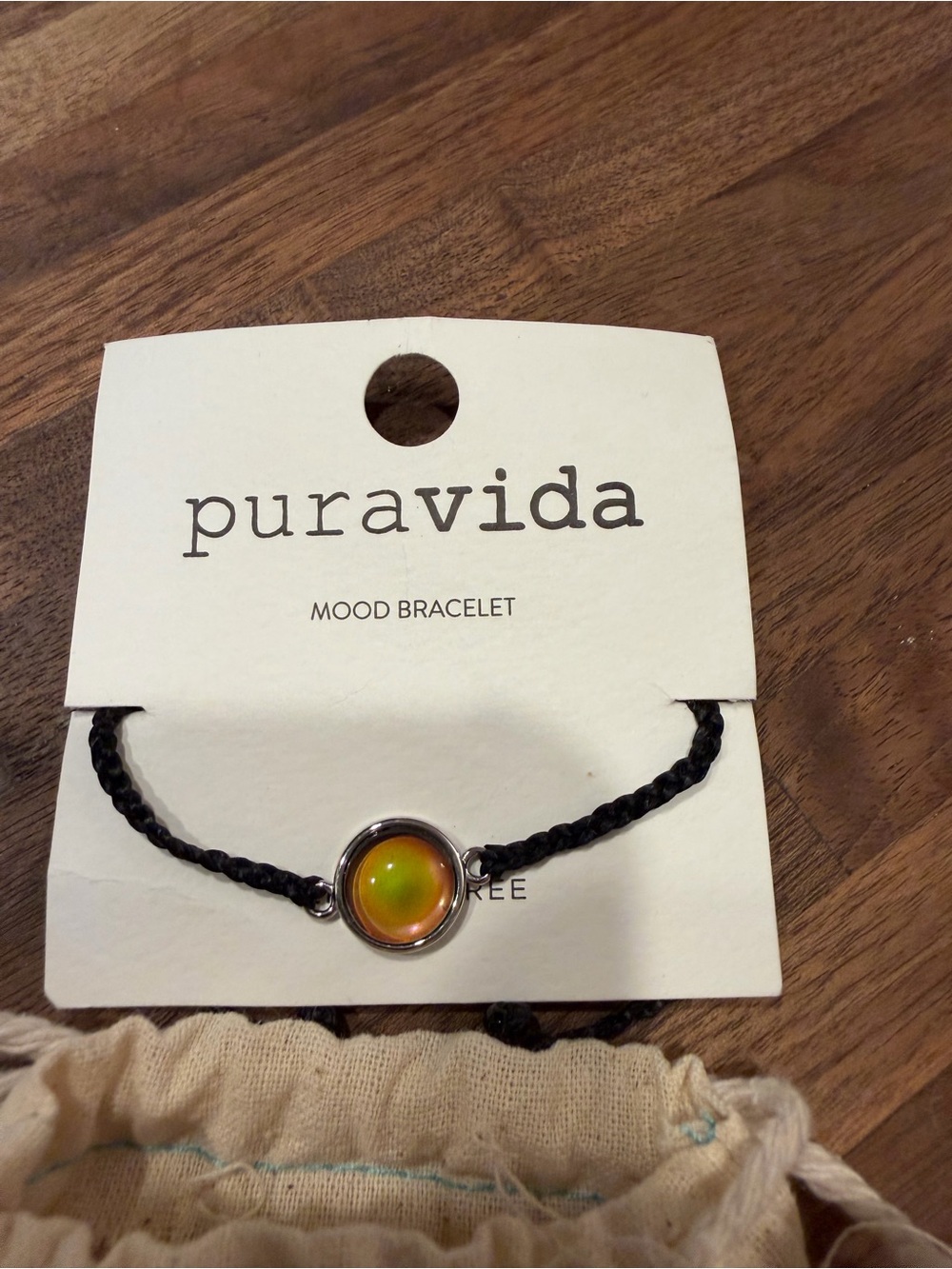 Pura Vida Black Braided Bracelet with Orange and Green Mood Charm